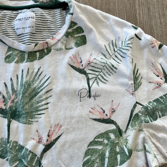 Mens Denim & Flower Floral White Tshirt - XL - Picture 2 of 5